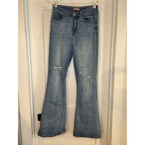 CP Jeans‎ Juniors Size 7 28 Distressed Flare Stretch Jeans Light Wash Boho Y2K
